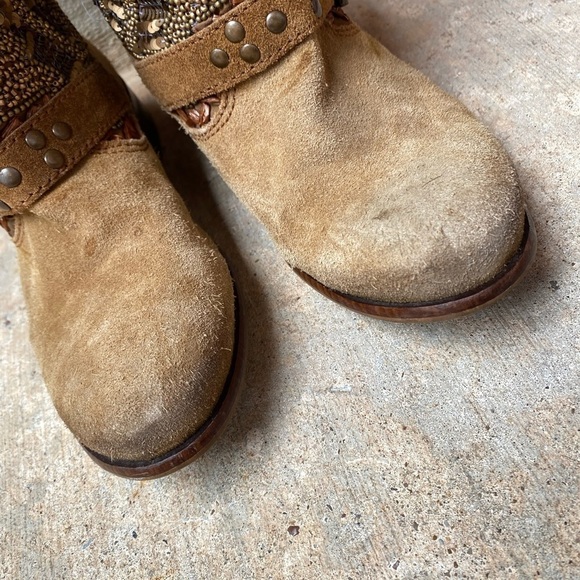 Naughty Monkey Womens 6.5 Boho Tan Suede Beaded Ankle Western Boots - Picture 4 of 9